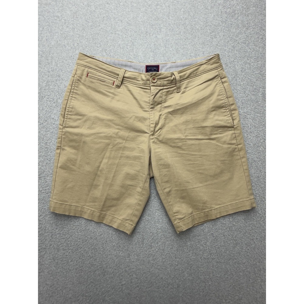 UNTUCKit St. Vincent Shorts Mens‎ 32 Beige Chino Stretch 9 Inseam Casual